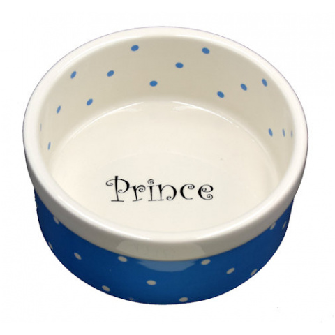Miska ceramiczna Prince 13x5,5cm d/psa nieb kropki 